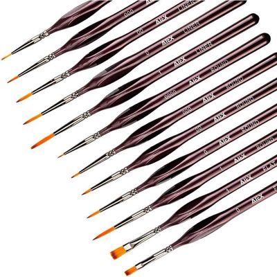 Set De 12 Pinceaux De Détail Professionnels - Pour Figurines, Miniature, Nail Art, Aquarelle Et Acrylique