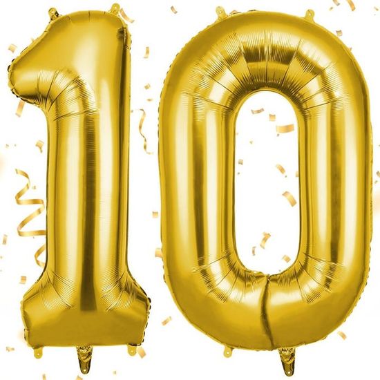 Ballon Chiffre 10 Anniversaire Violet XXL - Jusqu'à 90 Cm - Gonflage Air Ou Hélium - Réutilisable - Idée Déco Fête Enfant Ou Adulte