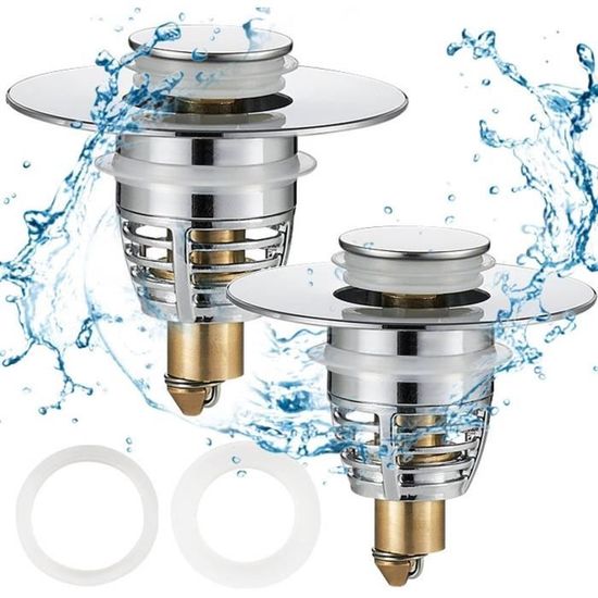 Bonde de Lavabo - Universel - 2Pcs - Inox - 60mm - Anti-Bloqué ...
