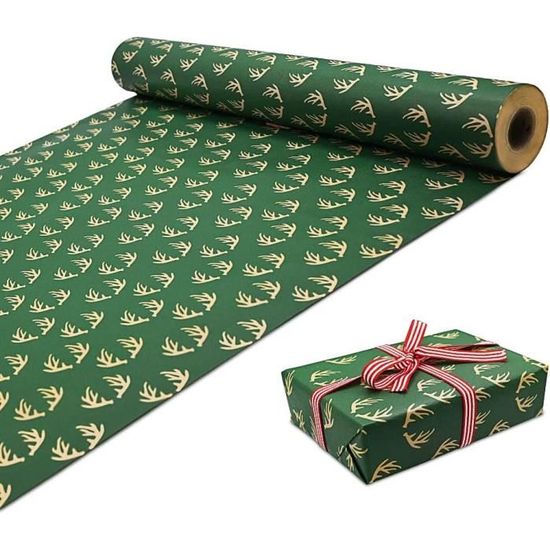 OTMVicor Grand rouleau de papier d'emballage cadeaux de Noël - Papier  cadeaux - Papier kraft recyclable - 43 cm x 15 m - Motif sapins de Noël  blancs
