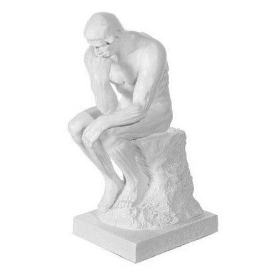 Statue Le Penseur De Rodin En Résine Finition Pierre - Reproduction 40,5x33x63,5 Cm, Décor Heritage Blanc Cassé Pour Intérieur Ou Jardin