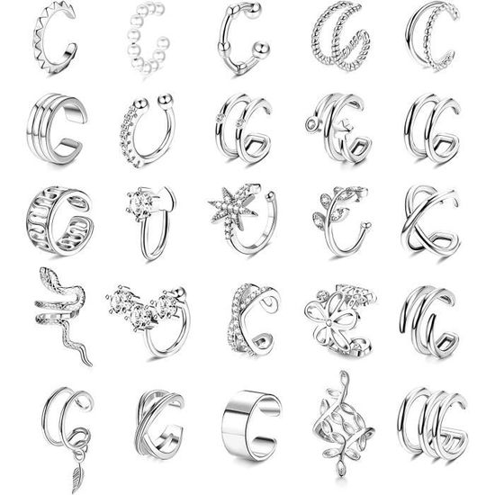 6 Paires De Boucles D'Oreilles Magnétiques En Acier Inoxydable Pour