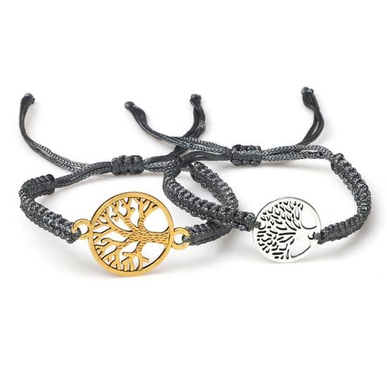 Bracelets Croix Chrétiens Couple Noir Et Blanc - Tressés Réglables Pour Femme Et Homme - Cadeau Communion Ou Significatif