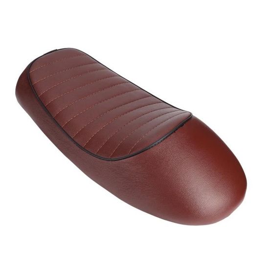 Selle Moto Cafe Racer En Cuir PU Vintage - Pour CG125, GN, CB400SS, Etc. - Type B Noir - Avec Boucle Et Supports