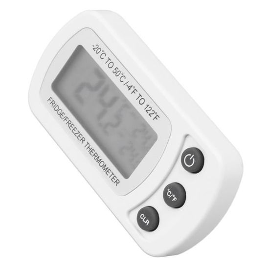 Thermomètre Numérique Pour Réfrigérateur/Congélateur Pitasha – Étanchéité IPX3, Mémoire Max/Min, Écran Large, Blanc