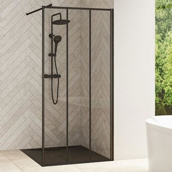 KINEDO Paroi de douche verre profilés noirs Smart Design Solo Factory