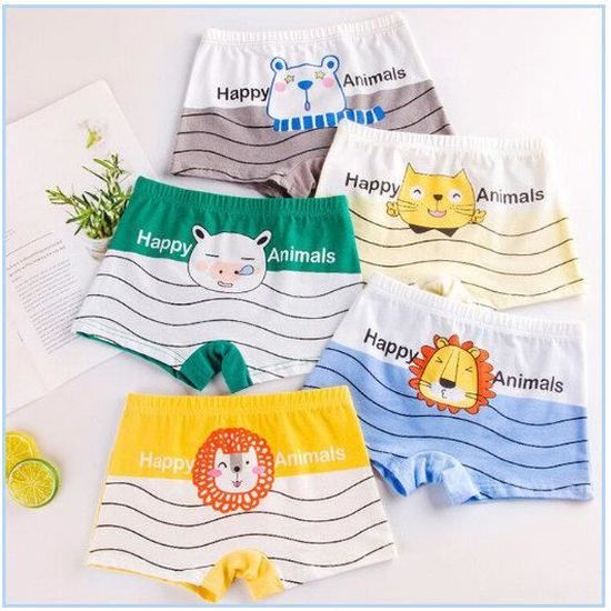 Lot De 6 Caleçons Garçon 100% Coton - Motifs Dinosaures, Double Couche, élastique Confortable