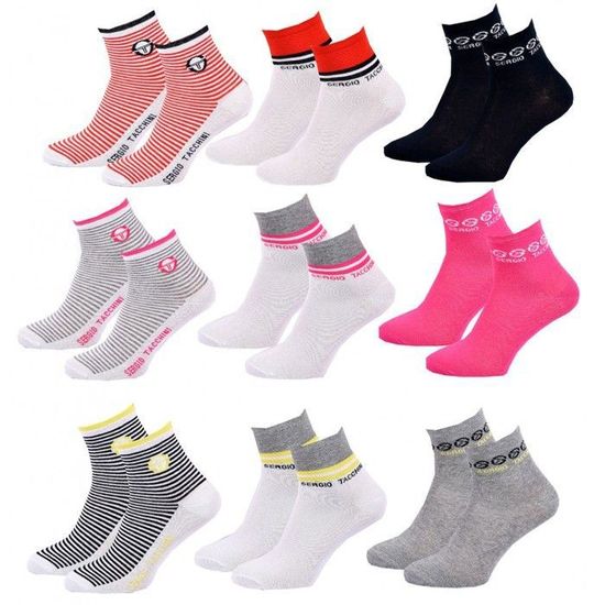 Pack De 9 Paires De Chaussettes Sergio Tacchini Homme - Taille 39-42, Coton/polyester, Neuves Avec étiquettes