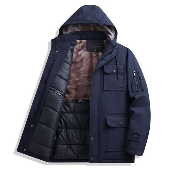 Xnova Veste Homme Hiver Polaire Chaude – Blouson à Capuche Coupe-Vent Cargo Militaire Avec Poches, Manteau Mi-Saison Décontracté