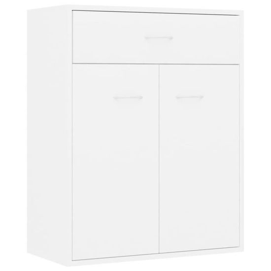 Buffet bas - 7 tiroirs - en panneaux de particules - Blanc