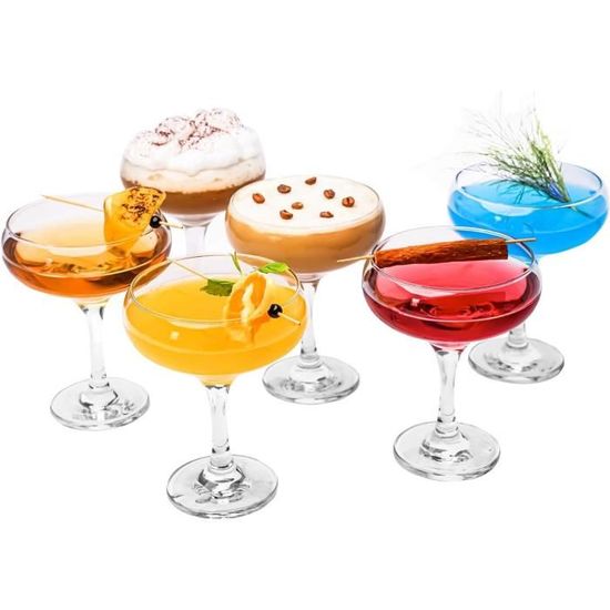 GOSOYO Lot De 6 Verres Cocktail 270ml - Verres à Martini, Margarita Et Champagne