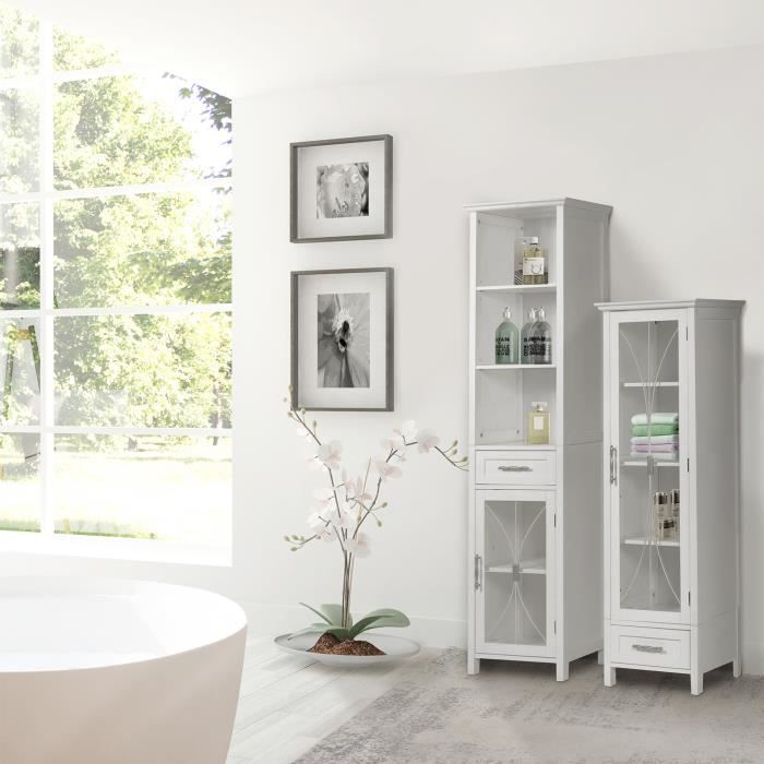 colonne salle de bain - elegant home fashions - delaney - bois - blanc - classique - intemporel - a poser au sol