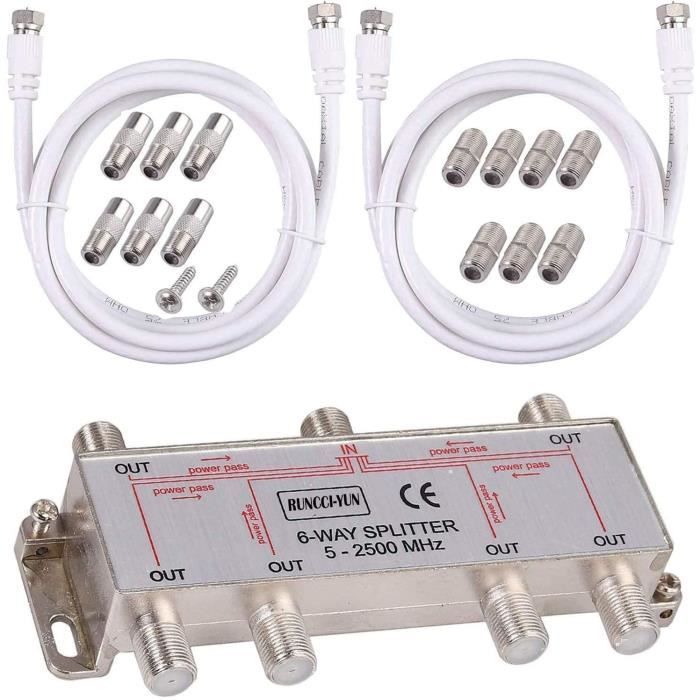 Répartiteur Antenne Satellite 3 Voies EMOS - Blindé 6 DB, Fréquence 5-2400 MHz, Pour TV/radio - 8