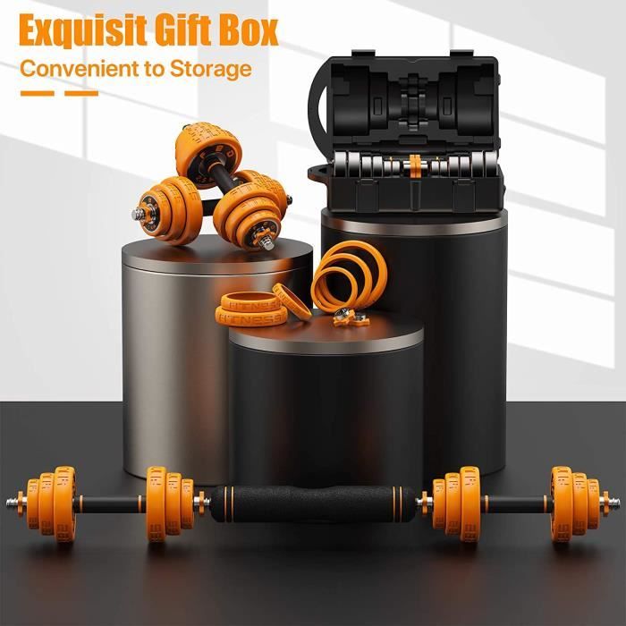 kit haltères 30 kg réglables – musculation Sport haltère reglable – Matière fonte – Avec housse de protection en silicone