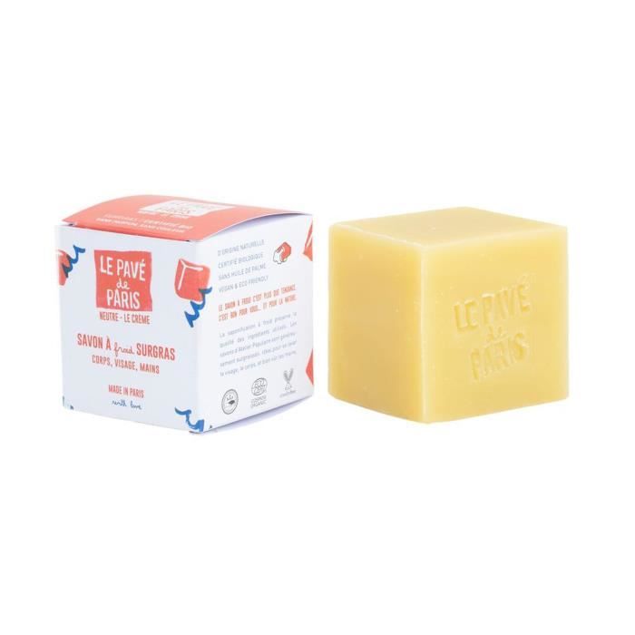 Le Pavé De Paris Neutre - 150gr : Savon saponifié à froid, certifié cosmos Organic, vegan, cruelty free