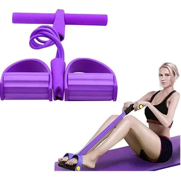 Corde de Tension Multifonctionnelle,Élastique Tension Pied de Pédale,Sit-up Bodybuilding Expander,4 Tube Jambe Exerciseur,mauve