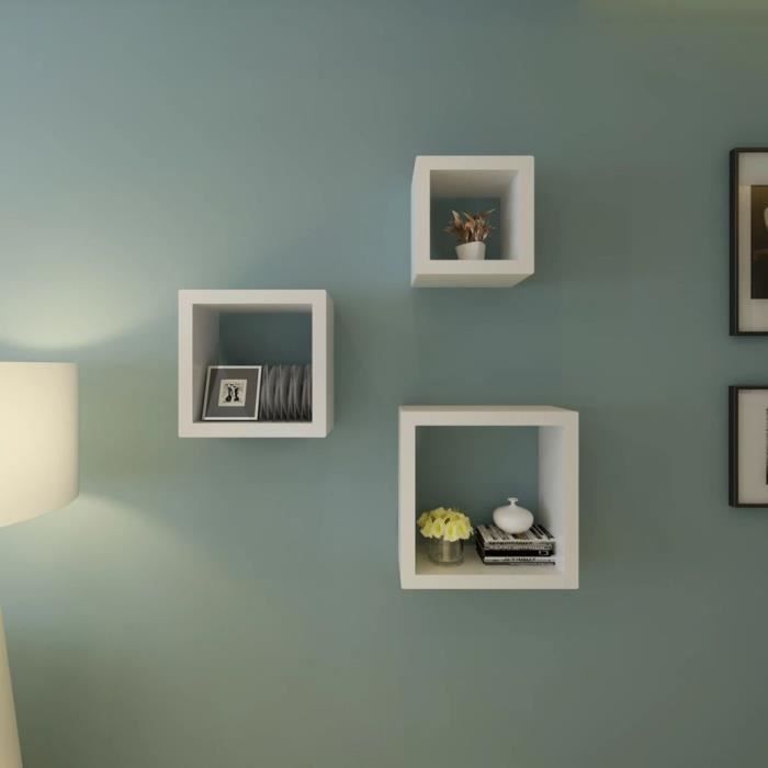 Ensemble de 3 étagères cube Blanc OLL # -YNF