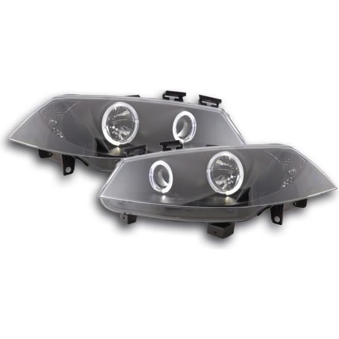 2 FEUX PHARE AVANT NOIR ANGEL EYES LED RENAULT MEGANE 2 DE 2002 A 12/2005