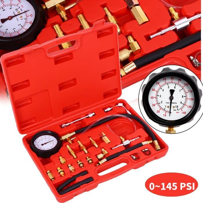 0 - 145 PSI Kit Testeur Pression de Carburant Manomètre Huile Testeur de Pression d'Essence