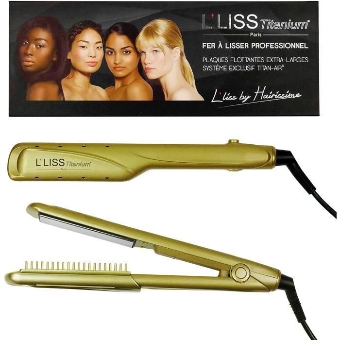 Fers à lisser L’LISS - Lisseur Professionnel L'LISS Titanium - Fer a lisser Boucleur - Plaques Titane XL Haute performan 190558