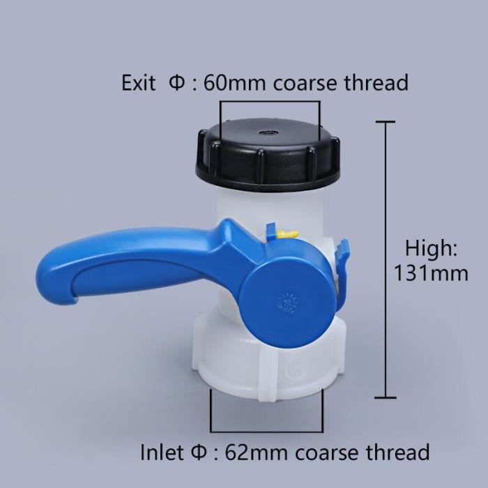 Vanne papillon en plastique DN40 pour conteneur de réservoir IBC 1000L commutateur adaptateur de réservoir IBC~Marron DY10499
