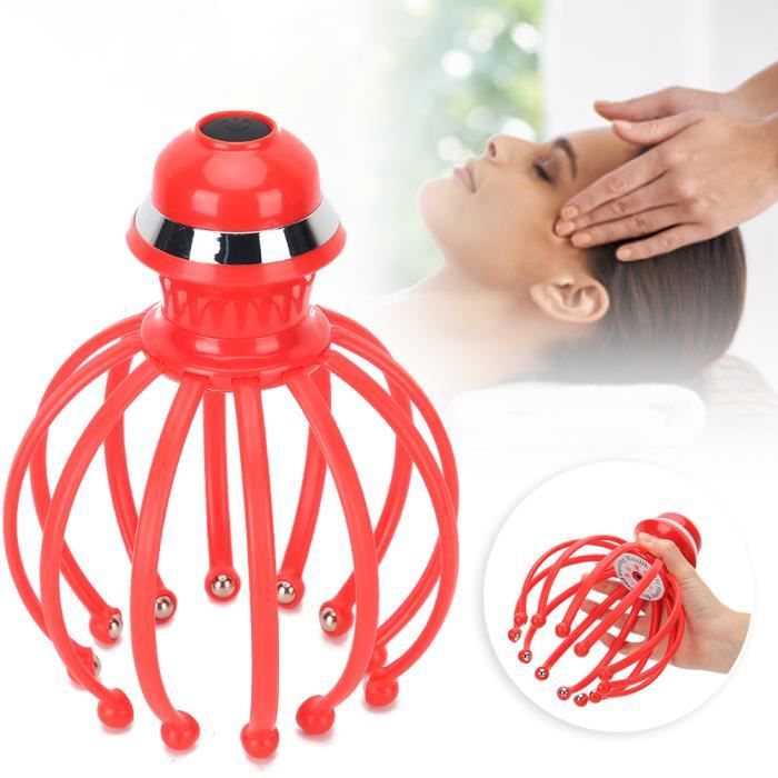 Griffe électrique masseur de tête soulagement du stress thérapie de perte de cheveux cuir chevelu machine de massage rouge-TIP