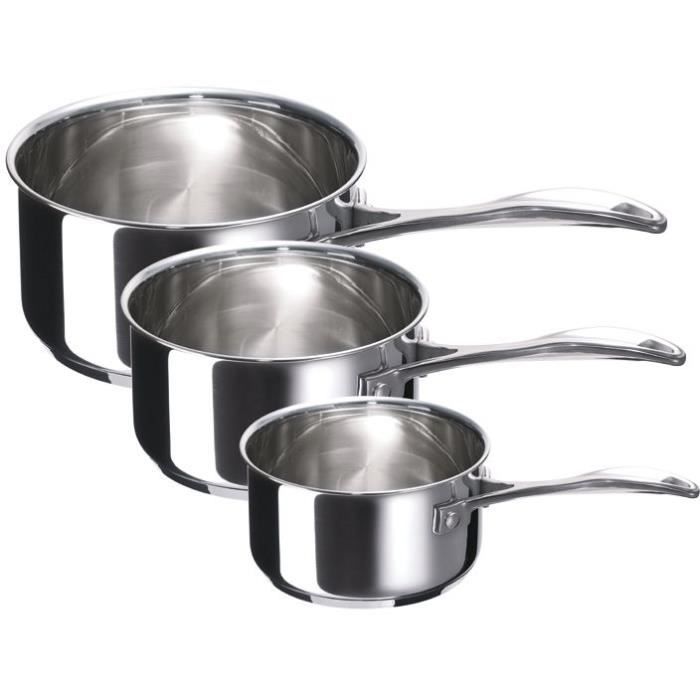Série casseroles Chef D : 16, 18, 20 cm - lot de 3