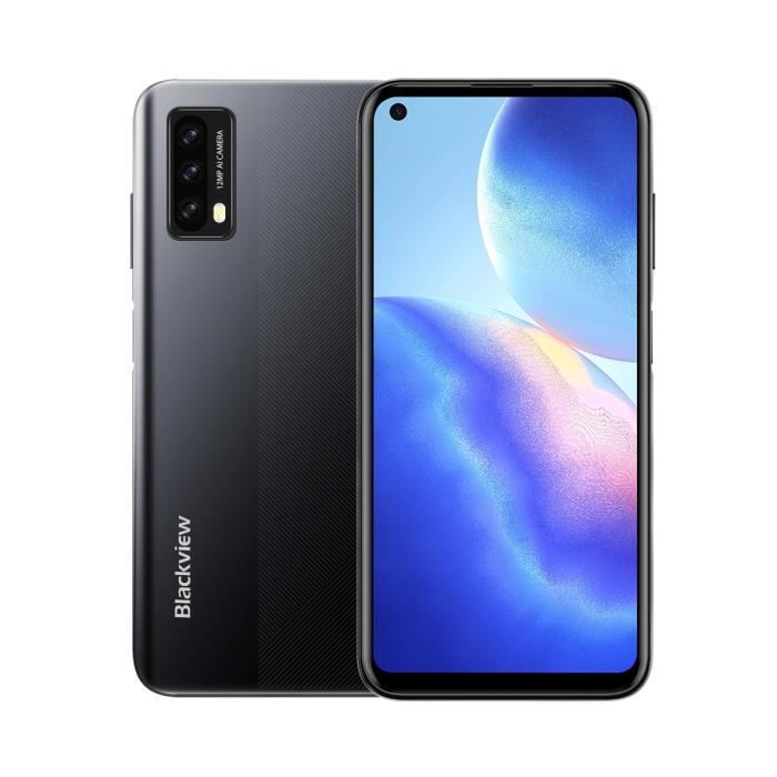 Smartphone Blackview 6,39 Pouces A90 4Go + 64Go 4280mAh Android 11 Helio P60 Téléphone Portable 2 Nano SIM - Noir