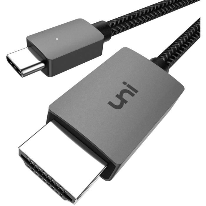 HUB Câble USB C vers HDMI 4K, Cable USB Type C HDMI (Compatible Thunderbolt 3),Compatible avec iPad Pro 2018-Air 2020,MacBook,Sams