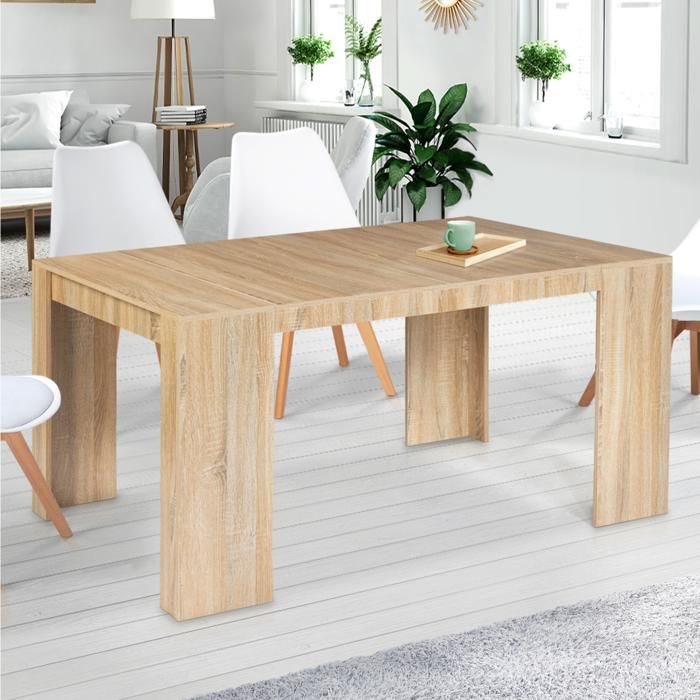 IDMARKET Table console extensible ORLANDO 6 personnes 140 cm bois façon hêtre