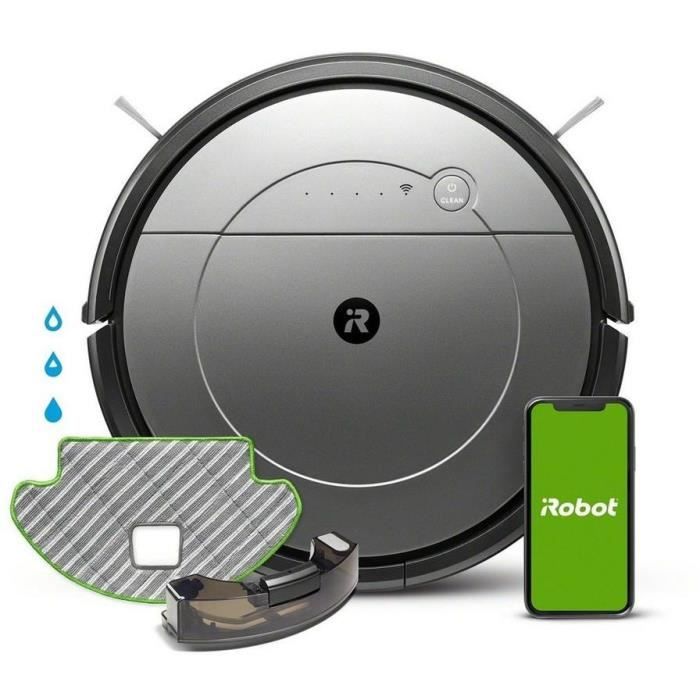 iRobot R113840 - Aspirateur robot 2 en 1 Roomba Combo - Home Base - 3 modes de lavage - Bac 450ml - Réservoir d'eau 300 ml