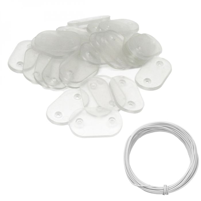 Lot de 5 kits de fixation pour brise vue, canisse anti-UV - 30 plaquettes + 4.20 m de fil - Transparent - Linxor