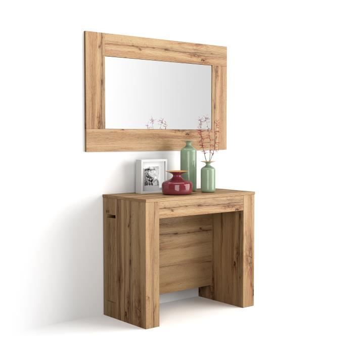 Mobili Fiver, Table Console Extensible avec rallonges intégrées, Easy, Bois Rustique, CNSESY x x 90 x 45 x 76 cm cm,