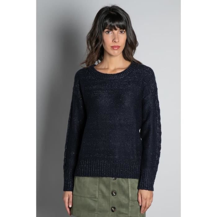 DEELUXE Pull tricoté avec lurex ANGELLE Navy Lurex