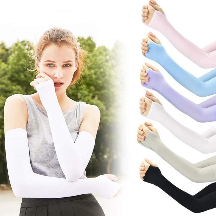 Manchettes de Bras, 6 paires de manchons anti-humidité avec trous pour couvrir les manchettes pour une protection UV