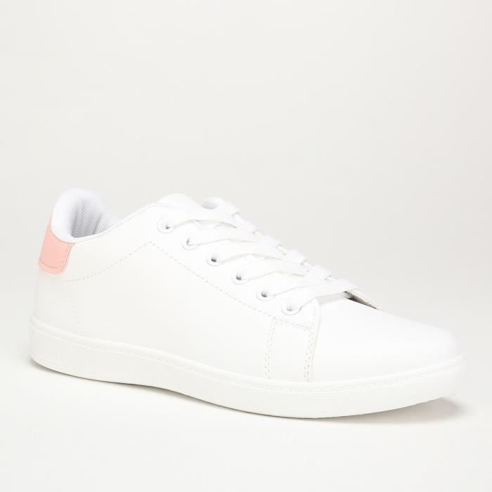 Baskets basses blanc et rose