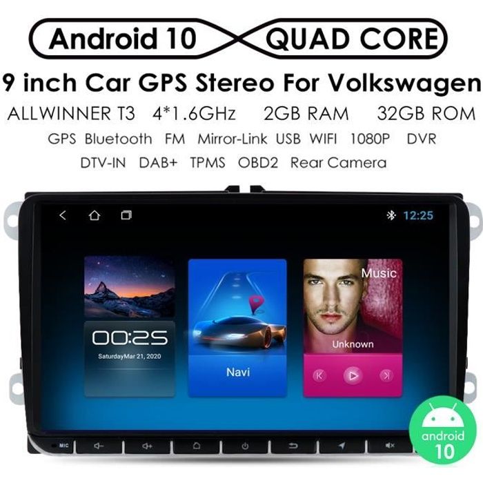 2+32G Autoradio Android pour VW GOLF 5 POLO berline PASSAT B6 CC Radio TOURAN SCIROCCO CADDY Jetta Skoda siège voiture multimédia