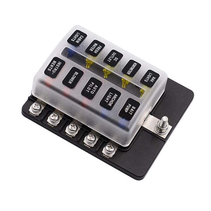1 Pc Boîte À Fusibles Durable En Plastique 10 Voies Universel Professionnel Porte-Fusible Accessoire De Voiture pour FUSIBLES