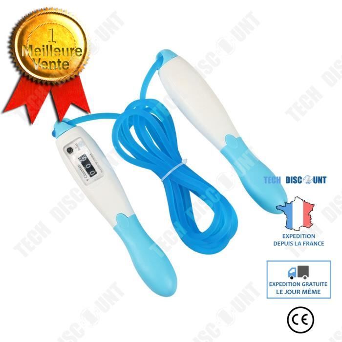 TD® bleu Corde à Sauter Numérique avec Compteur pour Enfant Adultes Gym Brûler des Calories Speed Rope Fitness- 2.5m