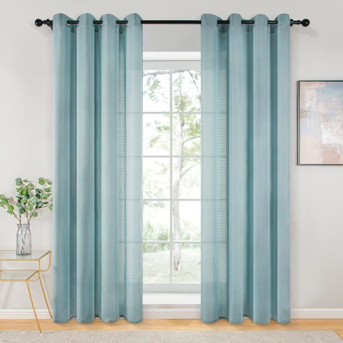 Topfinel Rideaux Voilages - 140x260cm Bleu - décoratif Salon Chambre Moderne