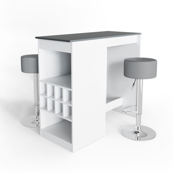 Table de bar VICCO ROSS blanche, comptoir de bar, table mange-debout, table de comptoir, table de bistrot, table
