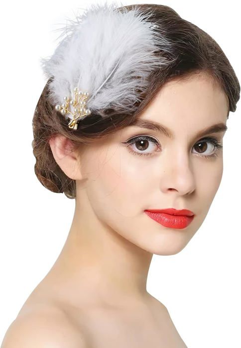 Pince à Cheveux Pompon Plumes Pivoine - Accessoire Coiffure Tendance 2024