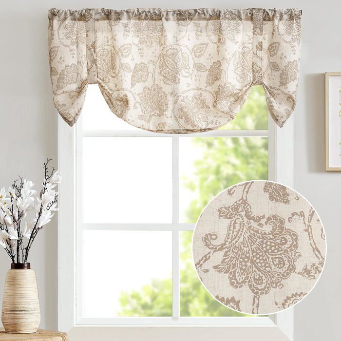 Rideau Court Imprimé Floral Rideau Lin Brun Rideau Vintage Rideau Brise ...