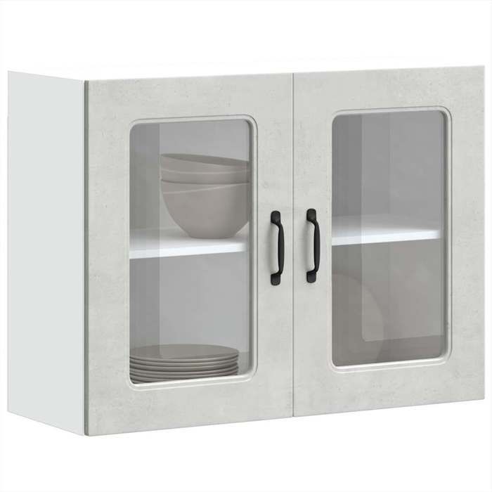 vidaXL Armoire murale de cuisine avec porte en verre Kalmar gris béton meuble mural de cuisine armoires murales avec 853611