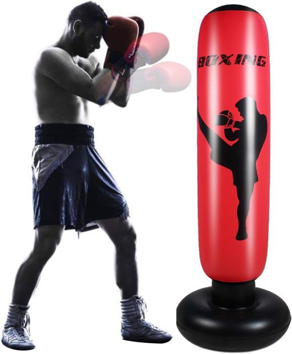 Sacco Da Boxe Gonfiabile Per Bambini - 165cm, Con Guanti, Per MMA E Karate, Base Stabile Con Acqua - Foto 2