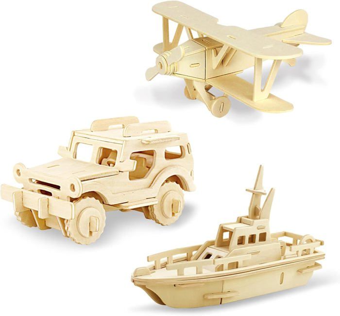 Kit De Menuiserie Bois DIY – Lot De 3 Ateliers Créatifs – Enfants Et Adultes – 47 Pièces