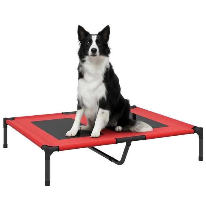 Meilleurs prix pour Lit sur pieds - PawHut - pour chien chat - tissu Oxford textilène micro-perforé métal - 92 x 76 x 18 cm - rouge