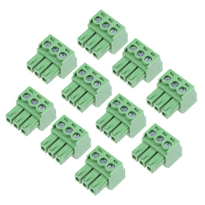 20 Connecteurs PCB Verts 2P - 7.62mm, 15A 300V, Angle Plat - Uxcell, Neuf
