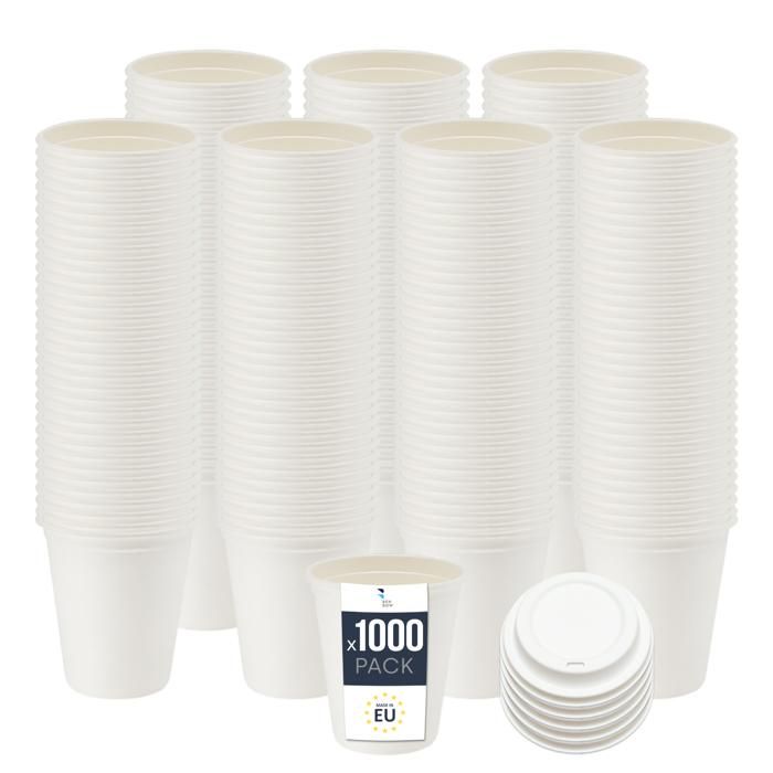 25 Gobelets Jetables En Papier Compostables 600ml - Pour Soupe, Glace, Salade à Emporter - Blancs