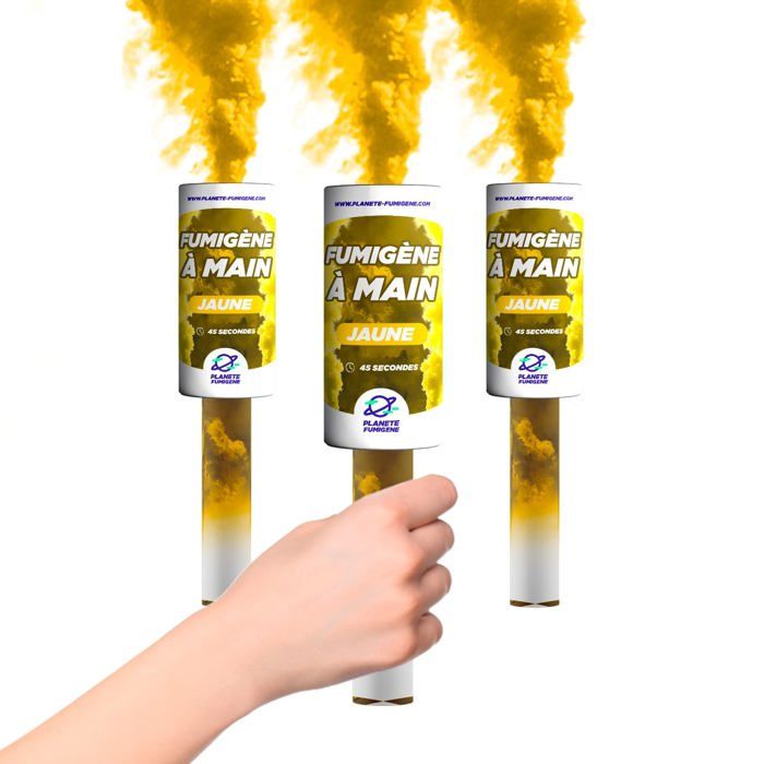 Fumigène Torche a Main 45 secondes couleur Jaune - Déclenchement à